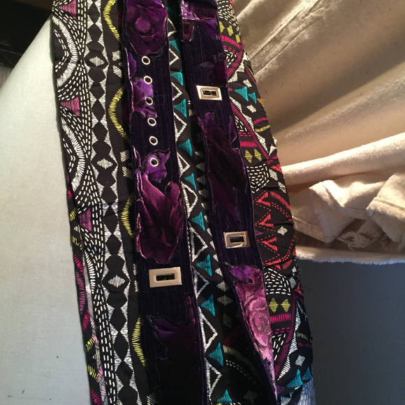NEW Gorgeous Velvet Belt Dark Purple floral - Picture 3 of 8